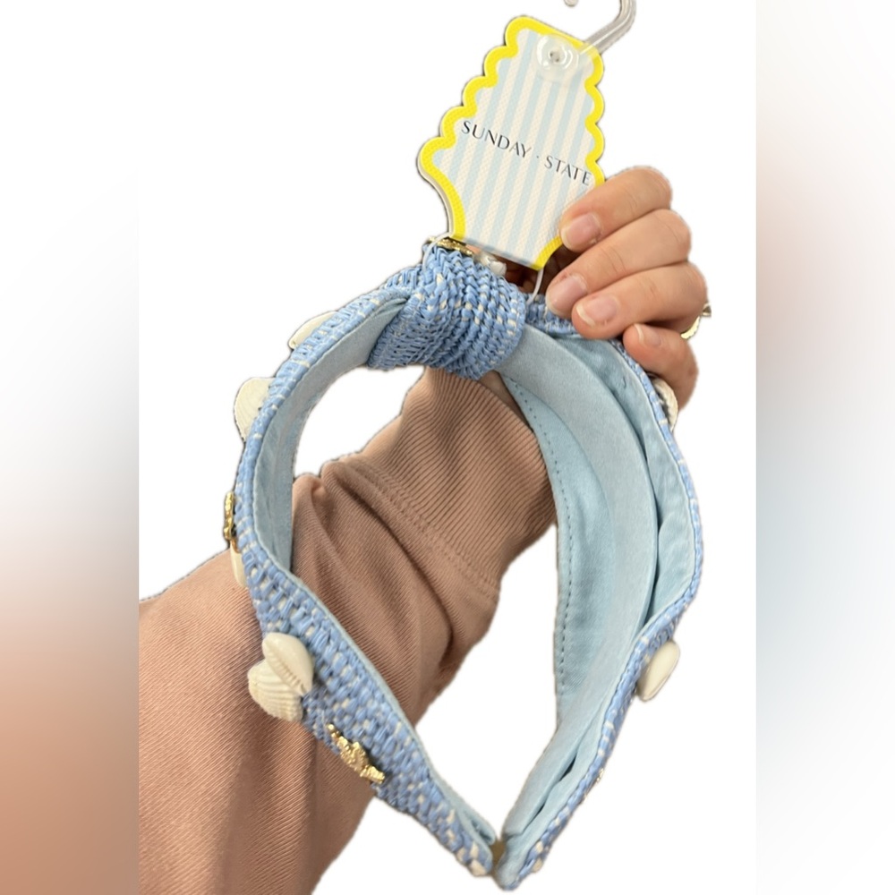 Blue Woven Headband with Seashell Accents - Picture 7 of 13